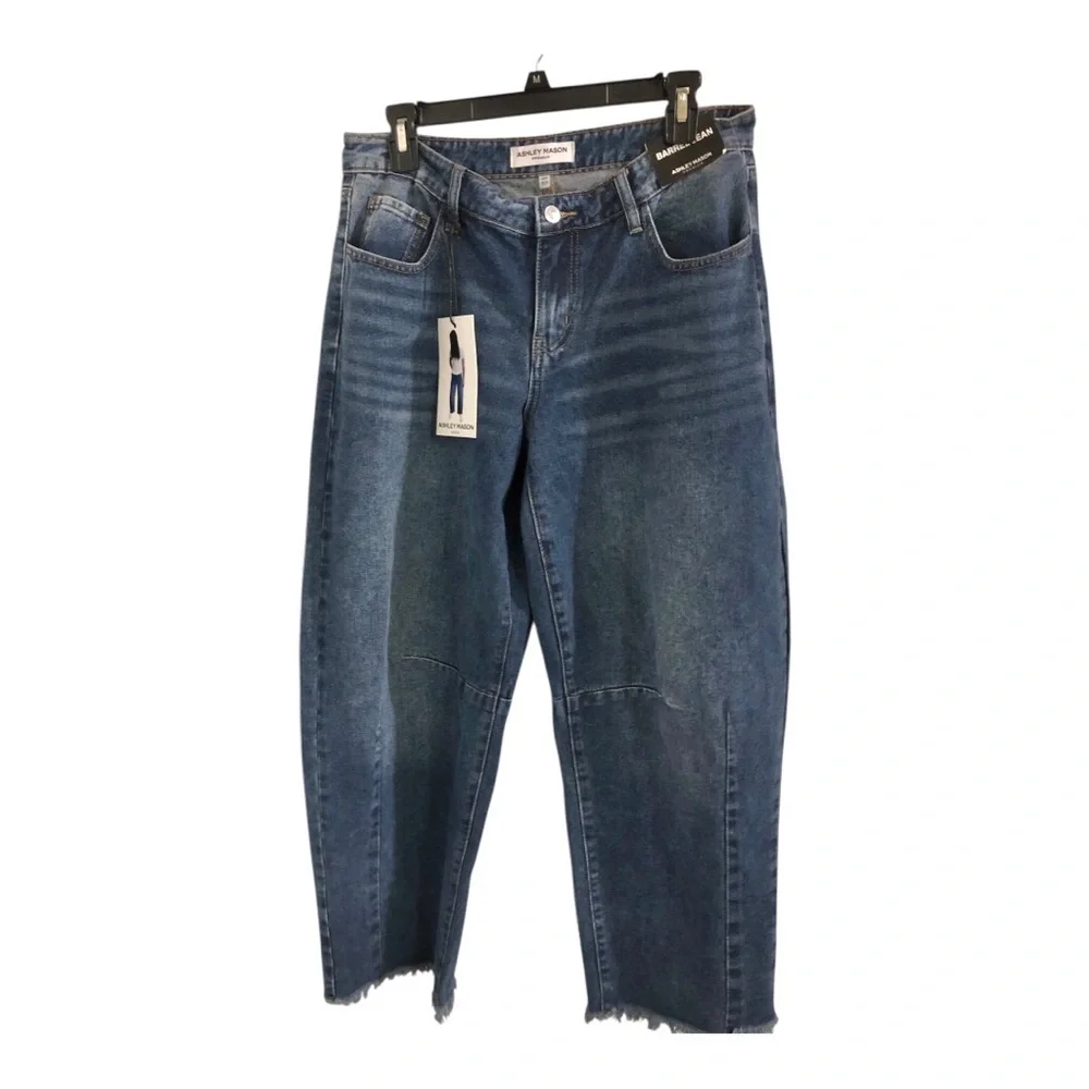 Ashley Mason loose fit cut off raw hem barrel jeans size 9/29 new - Picture 14 of 16